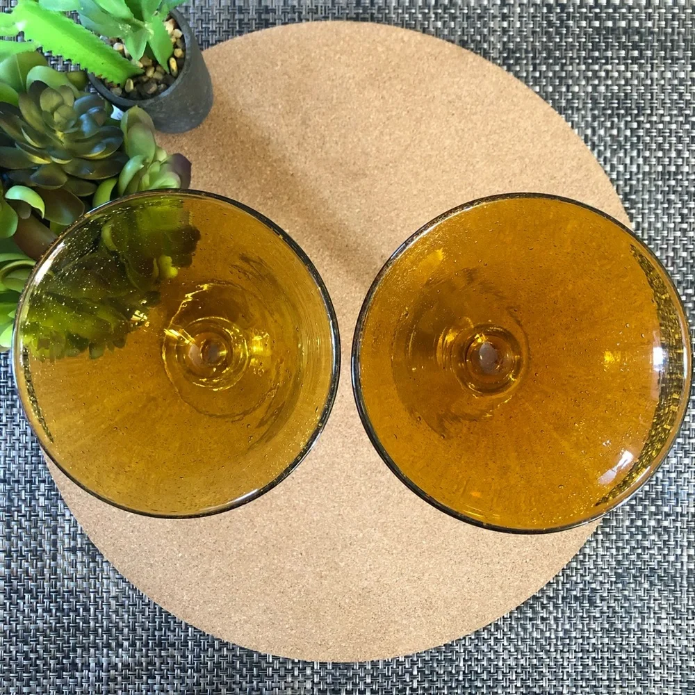 Vintage Amber Cocktail Glass Set